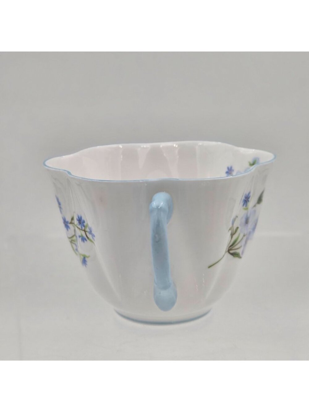 Shelley Blue Rock Dainty Set of 2 Flat Cup and Saucer Set Blue Trim Bone China - Picture 7 of 13